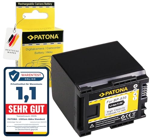 PATONA BP-820 Batería 1780mAh Compatible con Canon Camcorder XA10 XA20 XA30 LEGRIA G10 G20 G25 G26 G30 G40 GX10 HF M30 M31 M32 M40 M41 M300 M301 M306 M400 S10 S11 S20 S21 S200 BP820 BP 820