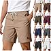 Cambkatl Men's Straight Leg Linen Beach Shorts, Lightweight Summer Elastic Waist Loose Business Casual Shorts with Pockets