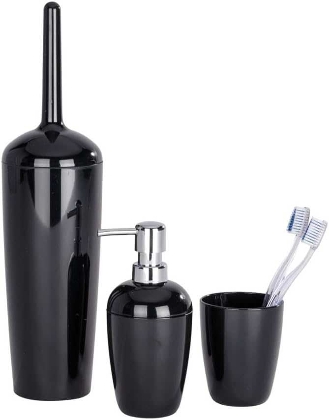 WENKO Toothbrush Tumbler Cocktail in Black, Polystyrene, 8 x 8 x 10 cm