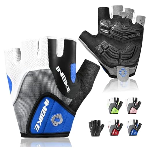 INBIKE 5mm Padded Half Finger Bike Bicycle Cycling Gloves Blue Large