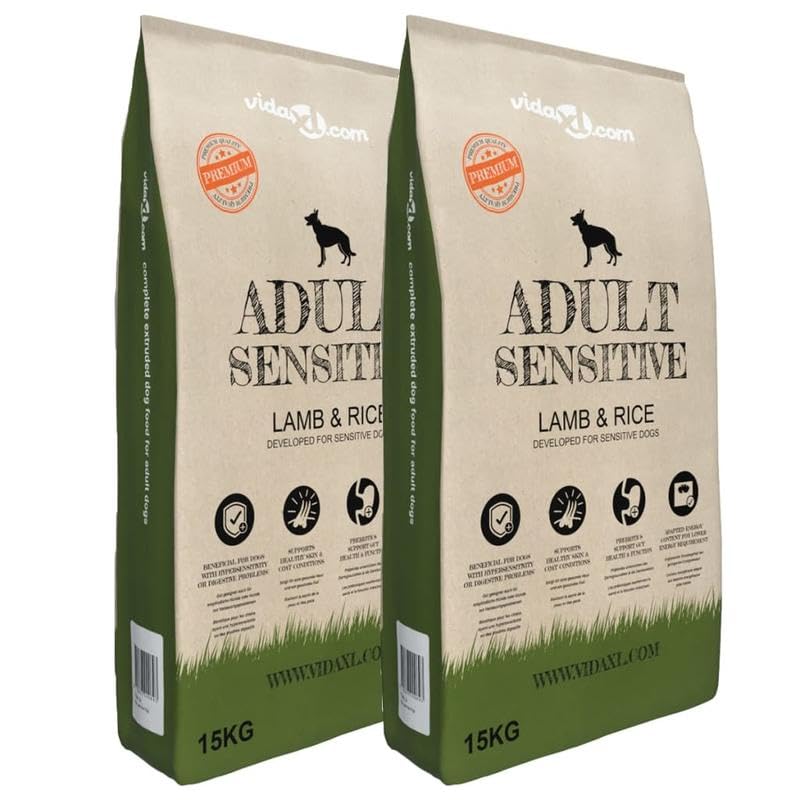Eleganz Trockenfutter für Hunde Adult Sensitive mit Lamm & Reis - 2 x 15 kg Sack für empfindliche Hunde - hypoallergenes Hundefutter für eine gesunde Ernährung