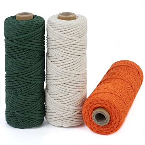 LEREATI Macrame Cord 3mm Set, 150m Thick Macrame Cotton Rope Yarn