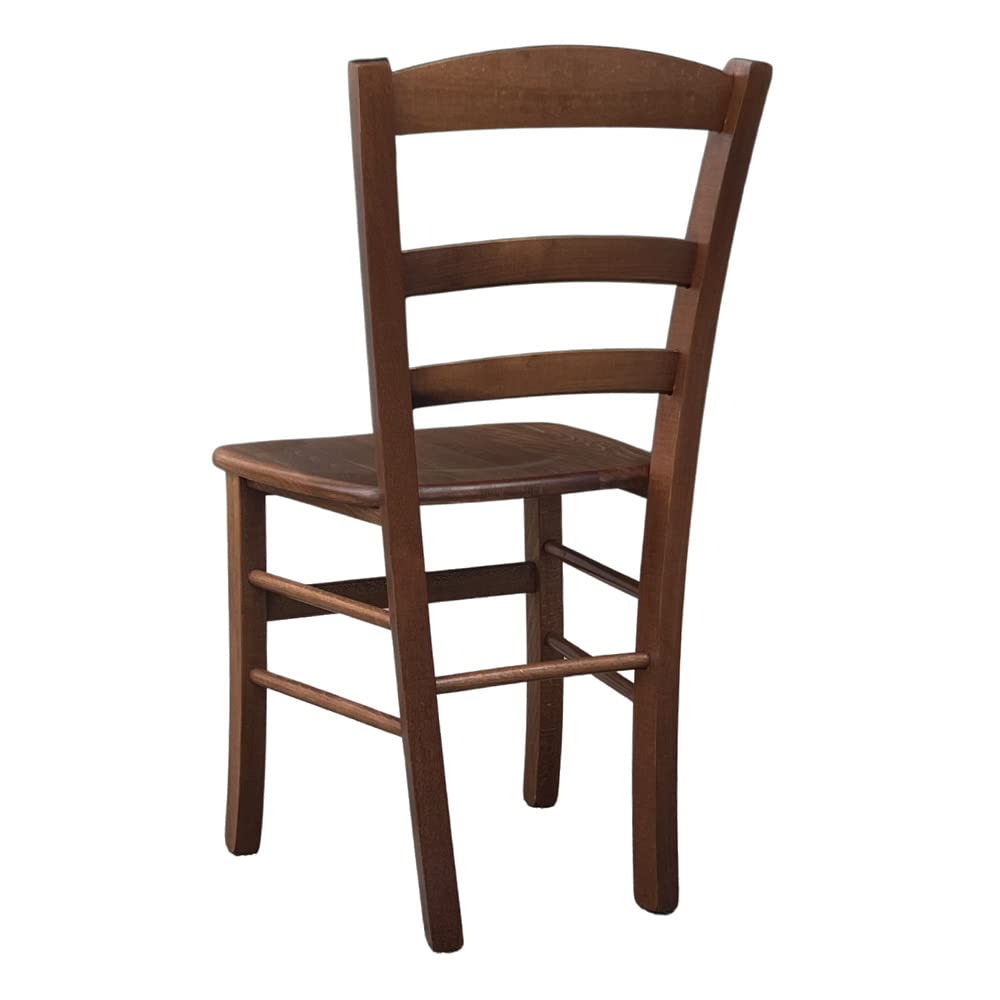 OKAFFAREFATTO MADDALONI Silla de comedor rústica nogal oscuro con asiento de madera maciza