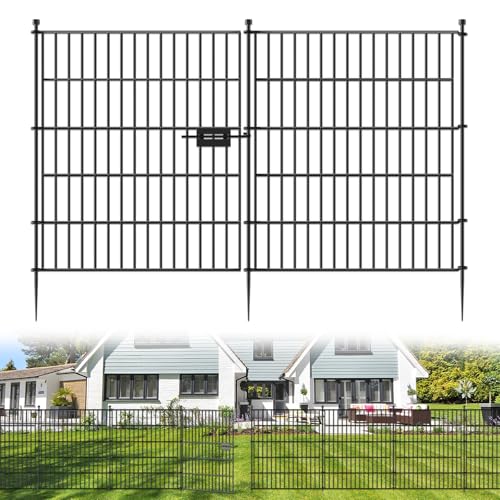 5 Panels No Dig Decorative Outdoor Garden Fence with Gate