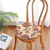 JOJOART Round Seat Cushion Oriental Ethnic Embroidery Soft Memory Foam Chair Pads Non Slip Removable Washable Zipper Chair Cushions for Office Kitchen Dining Room Tatami 15.35in