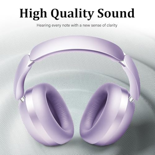 Image of Wentronic Y04 Bluetooth Headphones Active Noise Cancelling Wireless Over Ear Headsets 48 Hours Playtime High Sound Quality Foldable Earphones with Soft Ear Cushion for Travel - Purple