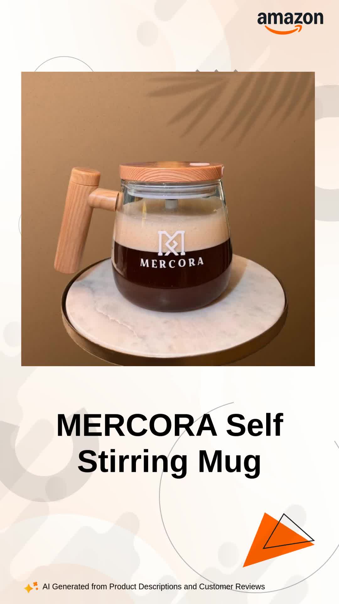 MERCORA Self Stirring Coffee Mug with Lid Battery Operated