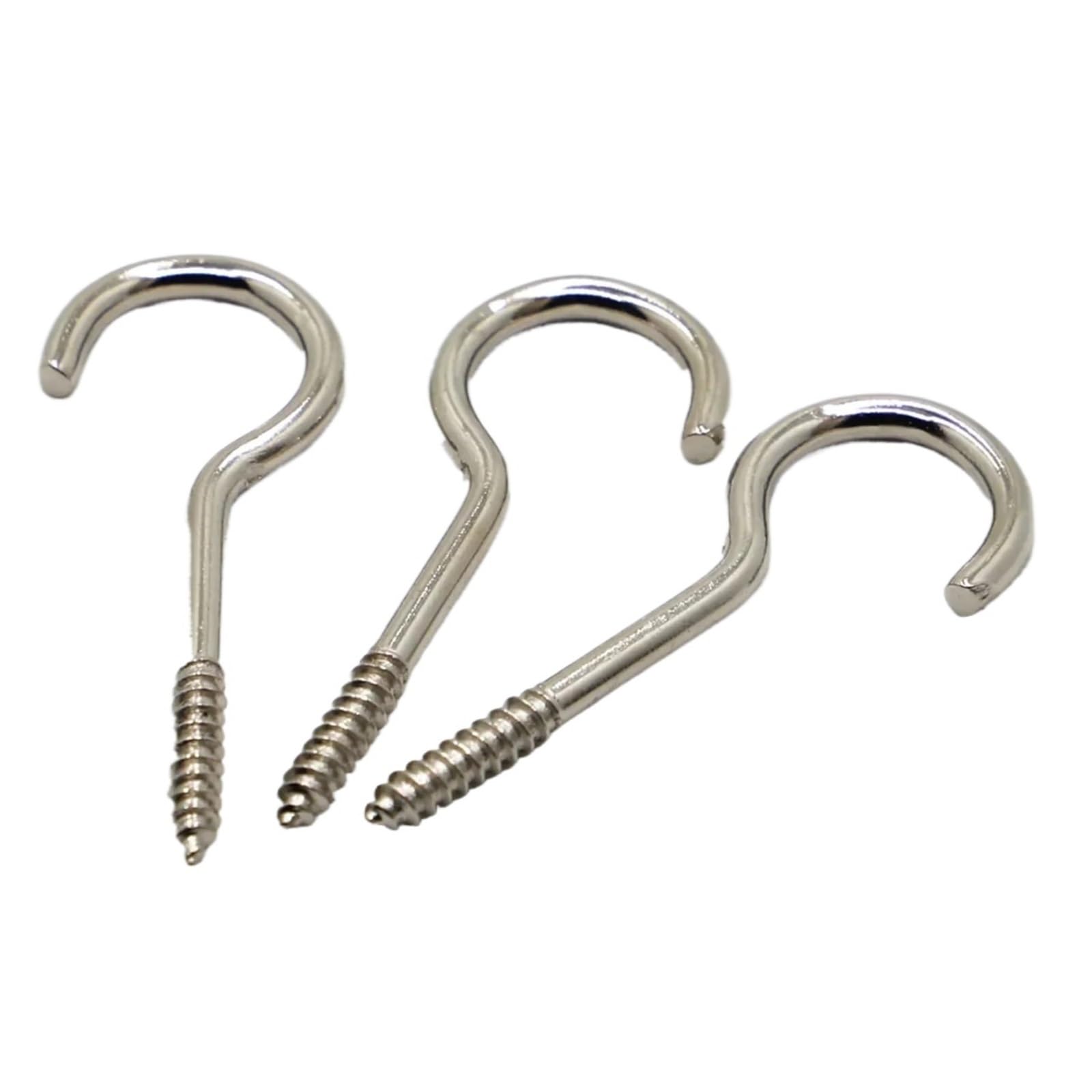 Crochets à visser, Lot de 100 vis à œil en acier nickelé, plusieurs tailles, for intérieur et extérieur(12#)