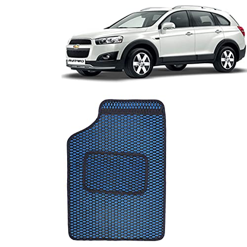 Image of Kingsway Dotted Design Car Floor Foot Mats Universal Fit for Chevrolet Captiva, Model Year : 2006-2016, Water and Dustproof, Color Blue, Set of 5 Pieces