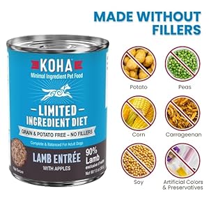 KOHA Limited Ingredient Diet Lamb Entrée for Dogs – Grain Free Wet Dog Food with No Fillers – Canned Dog Food Sensitive Stomach – 13 oz Pack of 12