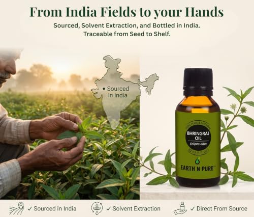 Image of Earth N Pure Bhringraj Oil for Hair Growth 100ml - 100% Pure Oil for Hair Fall Control & Regrowth | Natural Ayurvedic Oil for Scalp Care, Thick & Strong Hair | Herbal Hair Oil