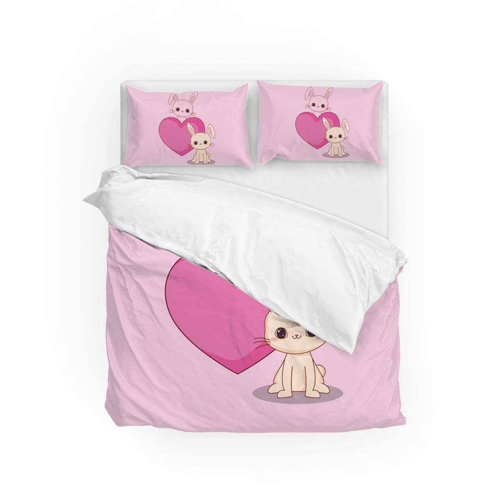 Parure de lit toutes saisons style cocooning lapin mignon pour une chambre King chaleureuse