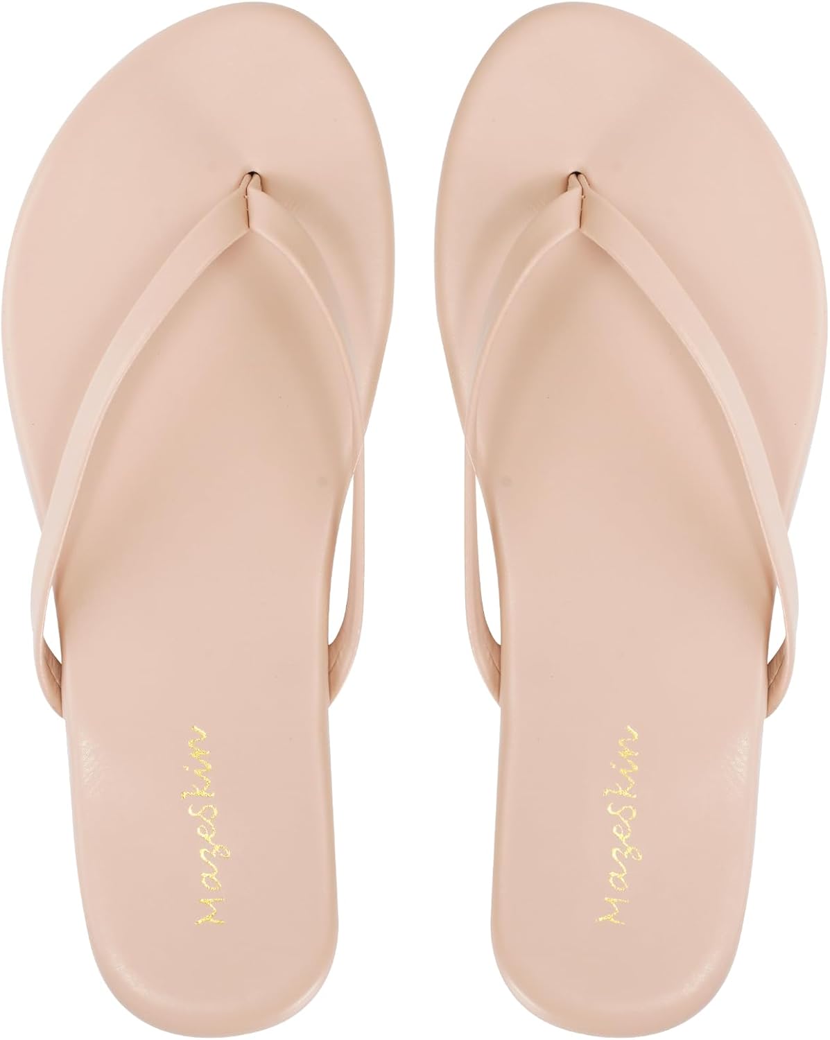 mazeskin Women's Memory Foam Comfortable Flat Thong Sandals Dressy Summer Beach Leather Slide Flip Flops - Image 5