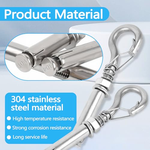 Fatiya 5 Pack Expansion Concrete Wall Anchors Eye Bolts Screw, 304 Stainless Steel Concrete Wall Hooks - Image 4