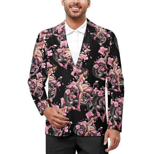Scooter Bike Motorbike Gir Mens Casual Blazer Button Suit Jacket Lightweight Sport Coat for Work Business