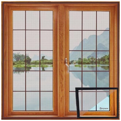 Image of Lifekrafts Standard Size Window Mosquito Net (Size-60x130cms /24x51 Inches /1.97x4.27 Feet, Color-Brown) 120 GSM Stitched Fiberglass Net with Strong Hook & Loop Adhesive Tape