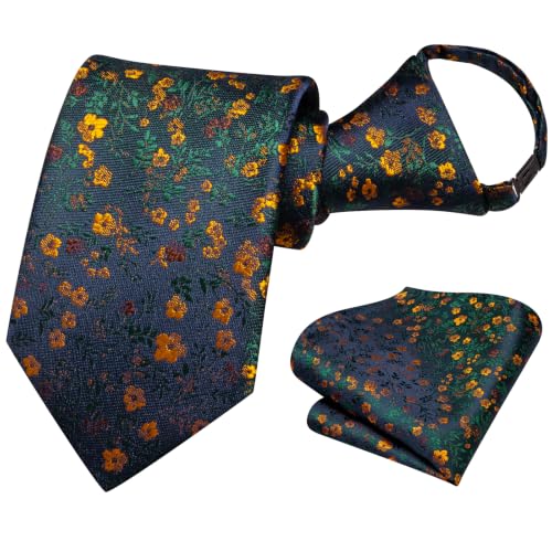 Image of Hi-Tie Boys Tie Pre-Tied Pocket Square Set Adjustable Kids Neckties Age 7-11 Years School UniForm Graduation