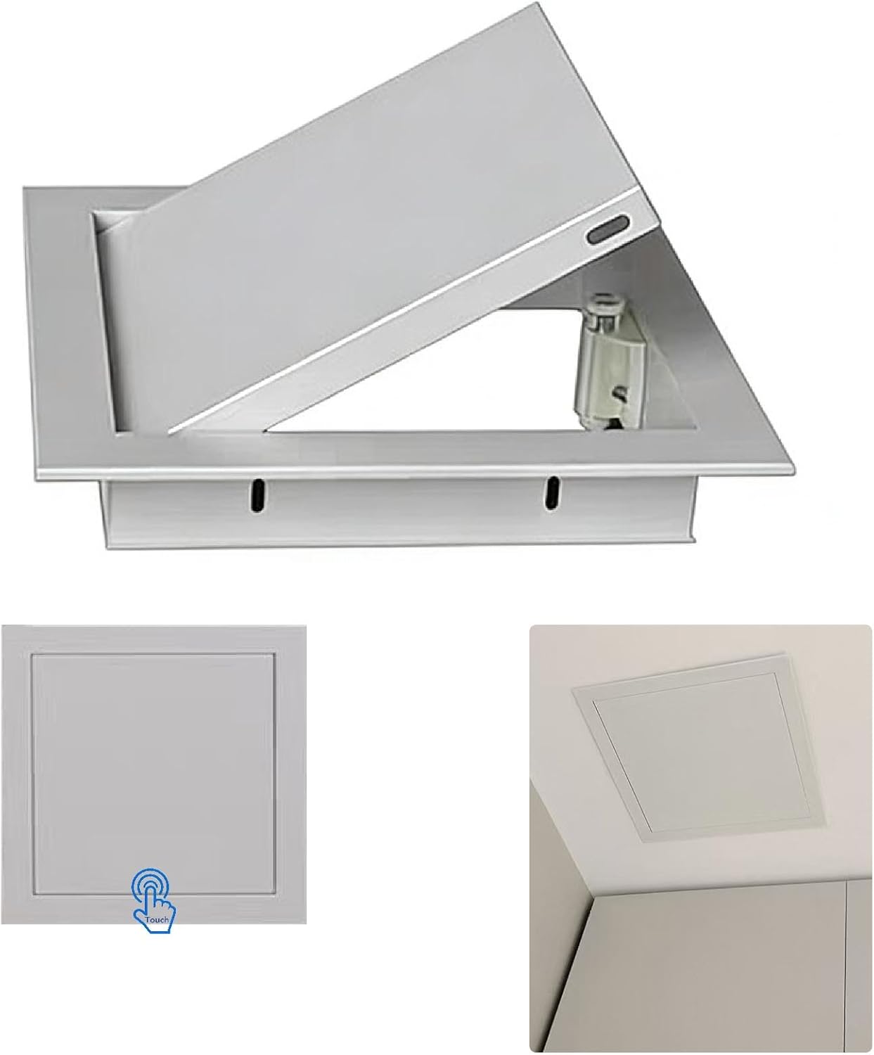 Wall Ceiling Attic Access Door Access Panel for Drywall Aluminum Alloy Wall Hole Cover Plate Push to Open Paintable Service Door for Plumbing Bathroom Services(Gray,16x17in/40.6x43.2cm)