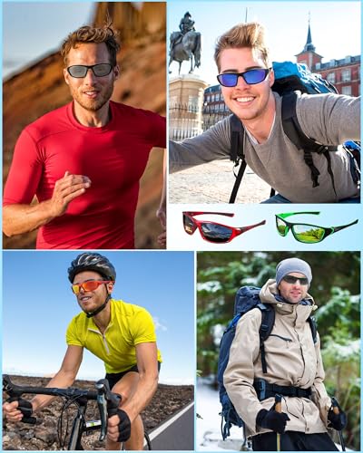 Image of Frienda 6 Pack Polarized Sport Sunglasses for Men Multipack Fit over Glasses Pack Lot Set Men's Sport Fishing Eyeglasses