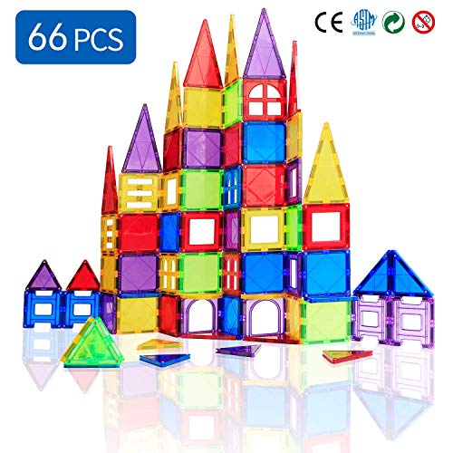 Magblock 66 PCS Magnetic Building Blocks, Magnetic Tiles for Kids Toys丨Magnet Toys Set