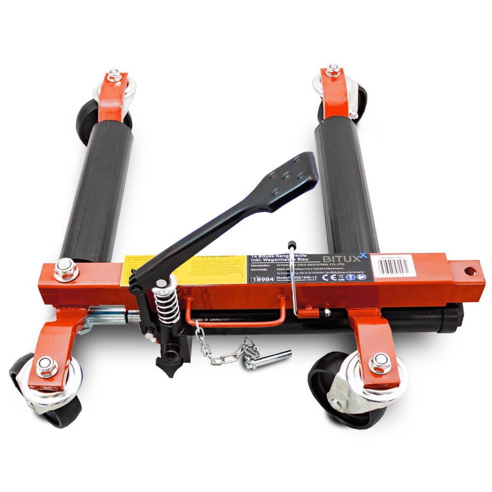 BITUXX 4 Stück PKW Rangierhilfe Rangierheber hydraulisch Wagenheber Auto Rangierroller Rangierheber belastbar bis 680 kg pro Rangierroller (Rot)