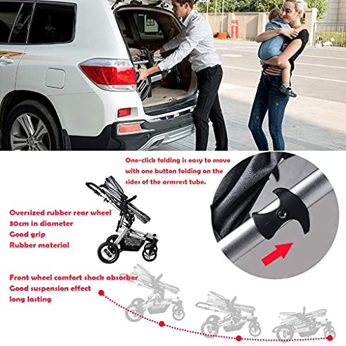Baby kinderwagen voor pasgeborenen en peuters -3 in 1 kinderwagen Opvouwbare kinderwagen Anti-shock Springs High View… - Afbeelding 7