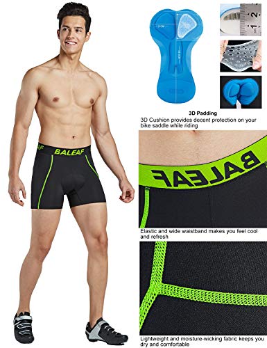 BALEAF Men\'s Cycling Underwear Shorts 3D Padded Bike Bicycle Pants Quick-Dry Tights Green Size XL