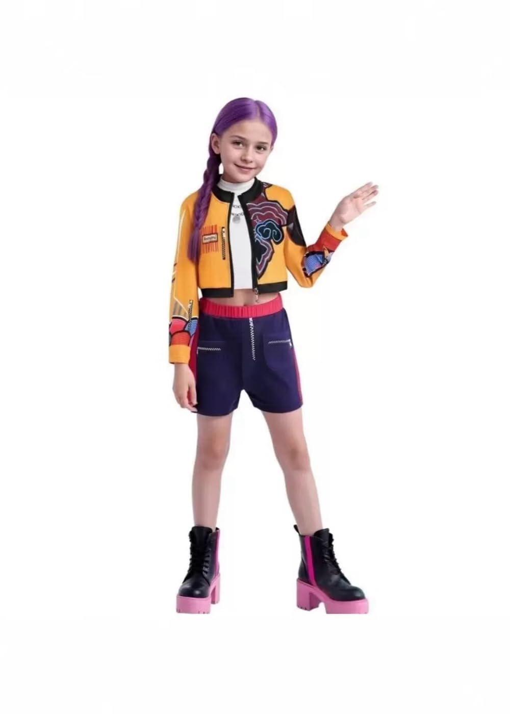 Girls Halloween Costume, Black and Yellow Polyester Top and Pants Set for Cosplay Events and Parties