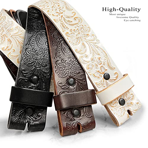 Cowboy Cowgirl Western Tooled Floral Embossed Full Grain Genuine Leather Belt Strap 1-1/2"(38mm) Wide2