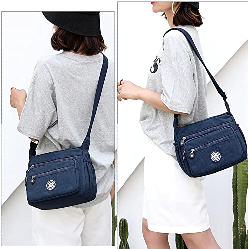 Milky Way Wasserdichte Damen-Umhängetasche, mit mehreren Taschen, verstellbarer Riemen, Crossbody-Handtaschen, lässige Segeltuch-Kuriertaschen, blau, Einheitsgröße