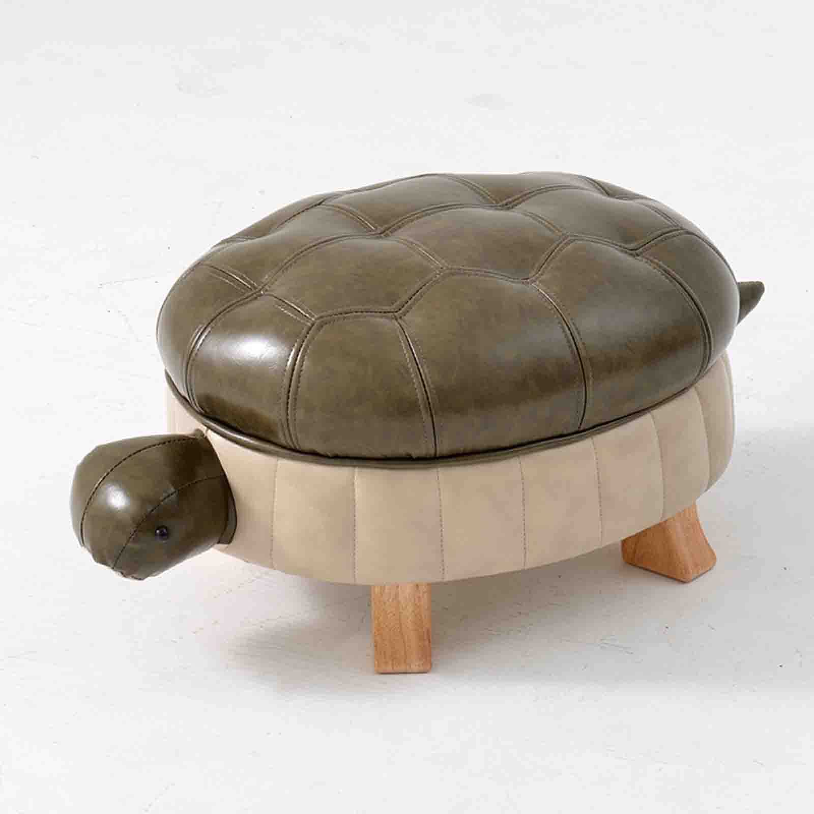 Repose-Pieds en Cuir PU Rembourré Vert Haute Qualité | Design Tortue et Finitions Premium Salon
