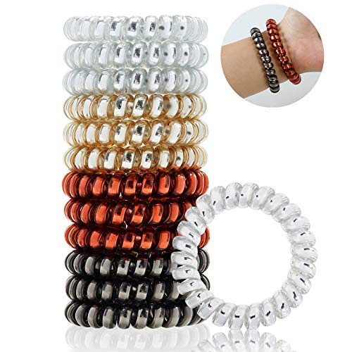 12 Pcs Spiral Hair Ties, TailaiMei No Crease Coil Hair Ties, Phone Cord Hair Ties for Thick Hair - Women Ponytail Holder Elastics(2.17 in, 4 Color)