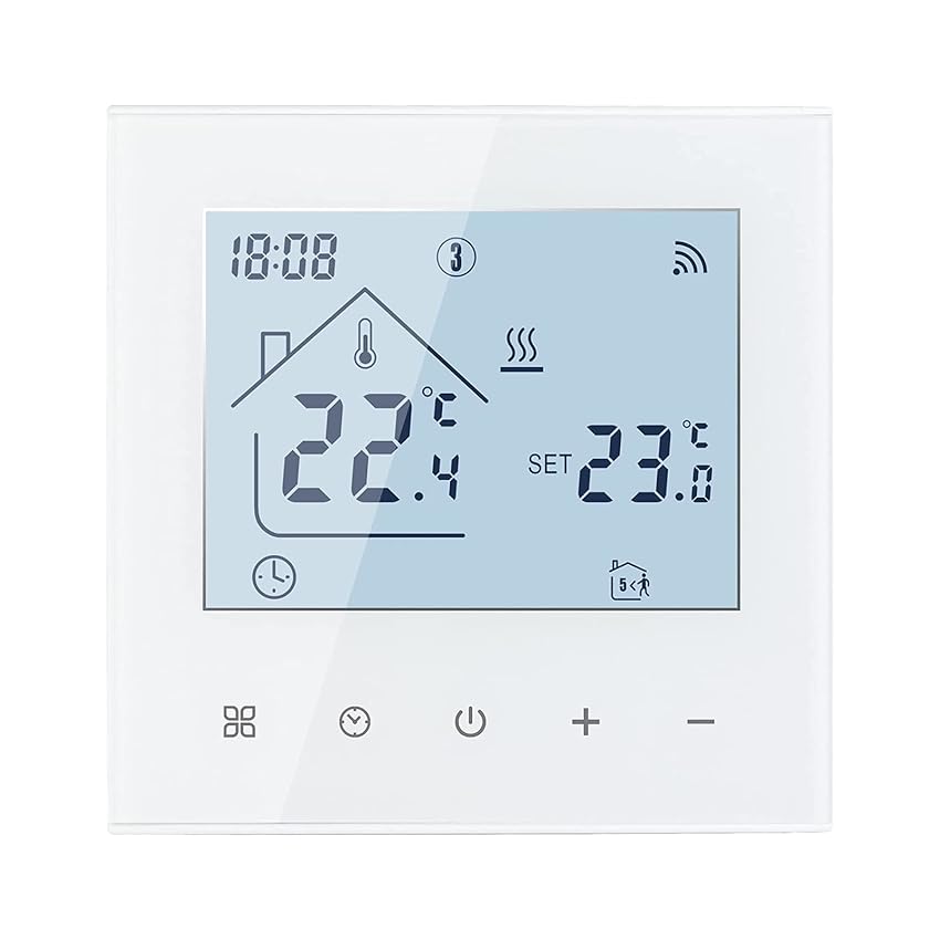 Termostato intelligente WiFi per riscaldamento a pavimento, acqua, Tuya WiFi, display LED, touch screen, termostato digitale compatibile con Alexa, Google Home (bianco, riscaldamento a pavimento