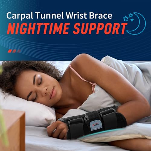 Image of FEATOL Wrist Brace Hand Brace, Carpal Tunnel Wrist Splint Night Support for Women Men, Pain Relief Support -Tendonitis, Arthritis, Sprain, Left Hand, Small /Medium