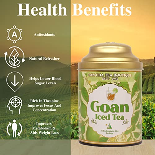 Image of Sancha Tea Boutique, Goan Iced Tea, 25 Pyramid Bags, Bergamot Flavoured Natural Iced Tea, Real Tea Leaves, Sugar-Free, Not Instant