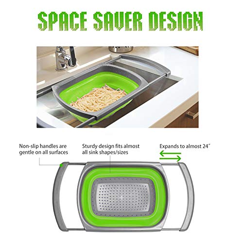 Faltbare Seiher Sieb Set Klappbar Abtropfsieb über die Spüle Vegtable/Obst Küche Sieb Teesieb mit ausziehbaren Griffen 3 Stück - Image 6