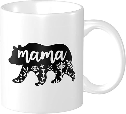Taza de café floral con diseño de mamá oso, divertido regalo de cumpleaños de Navidad, taza de té para mamá, tía, madre, mujer, esposa, regalo