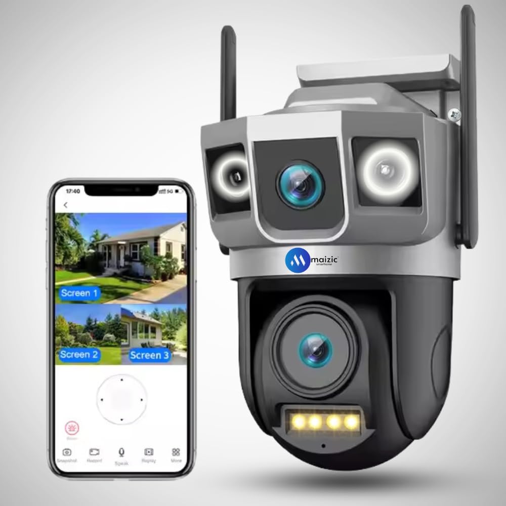 Maizic Smarthome Tricam Shark Dual Lens/Triple Screen 5+5 MP UHD WiFi Outdoor CCTV Camera for Home with Triple Screen View, Color Night Vision, Motion Tracking, Two Way Talk and Multi Users View-picture-22