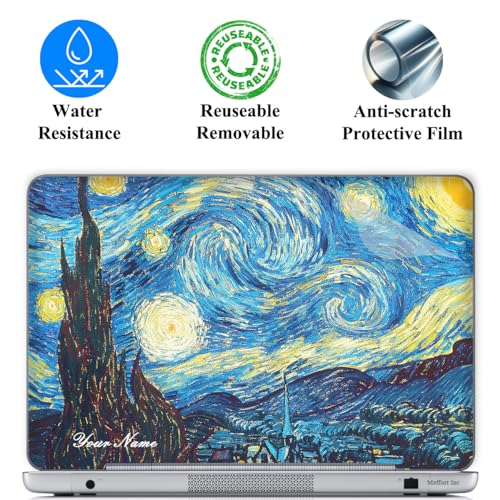 Image of Custom Design Personalized Laptop Skin Sticker Cover Art Decal, Customize with Your Name or Text (14 Inch, The Starring Night)