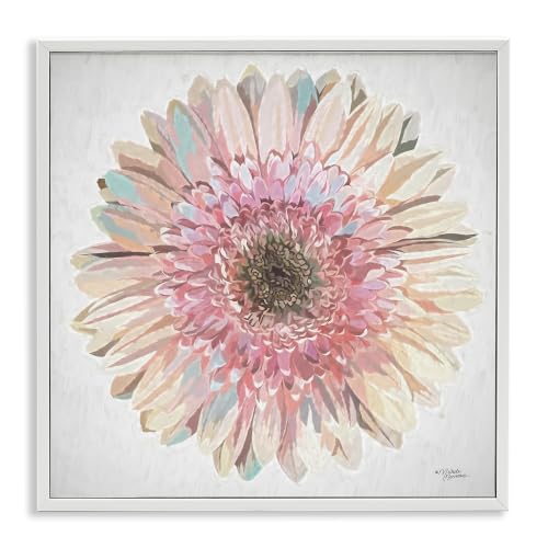 Round Daisy Petal Floral Illustration, 24 x 24 Inch Framed Giclée Print