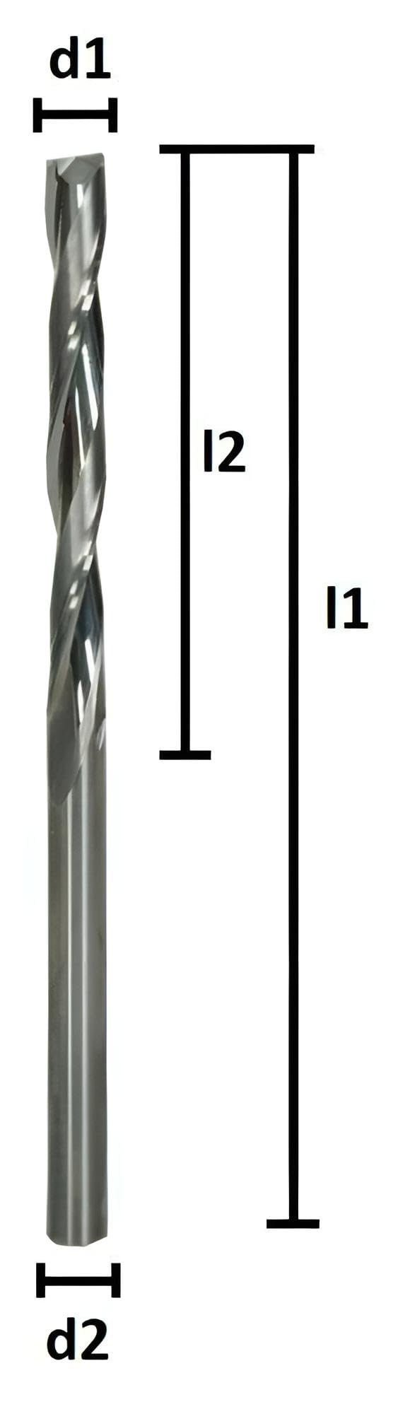 VHM - Fresa extra lunga, Z=2, lucidata, Ø 4 x 45 / 5 x 55 / 6 x 55 mm per schiuma (4,0 x 45 x 80 - d2 = 4 mm)