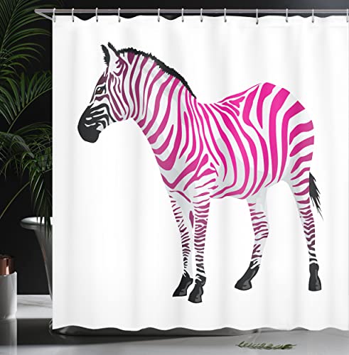 ABAKUHAUS Pink Zebra Shower Curtain, Zebra in Pink Stripes Savannah Animal Wilderness Safari Print - Image 3