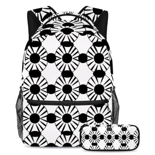 Sacs à dos de jour pour voyage scolaire au motif géométrique noir et multicolore