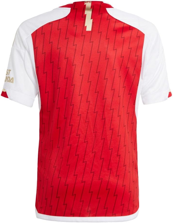 adidas Youth Soccer Arsenal 23/24 Home Jersey - Celebrates Unique Anniversary with Lightning Bolts and Gold Details