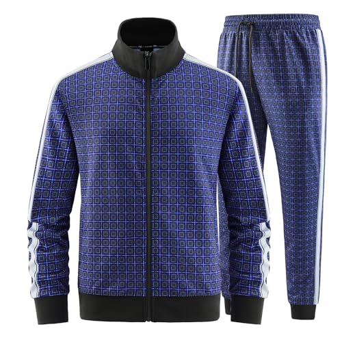 Image of ANOTWENER Men's Track Suits 2 Piece Stand-up Collar Long Sleeve with Double Side Pockets Jacket and Sweatpants