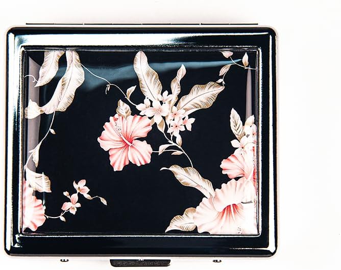 Vintage Flower 7 Days - Pastillero organizador de píldoras plateado brillante cromado con espejo en el interior, tiene 8 compartimentos separados,