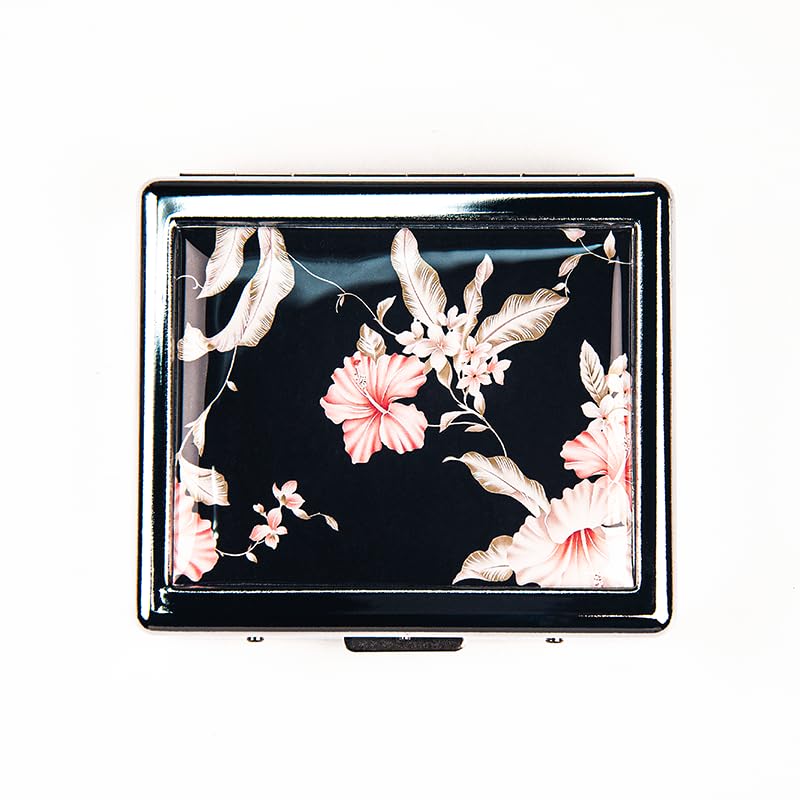 BOKAAW Vintage Flower 7 Days Chromed Shiny Silver Pill Organizer with Mirror Inside Has 8 Separate Compartments Rectangle 7 Days Pill Box Pill Case