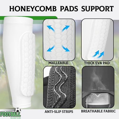 1 Pair Soccer Shin Guards and 1 Pair Long Soccer Socks Set for Kids Youth Lightweight Comfortable Essential Equipment for Football Basketball3