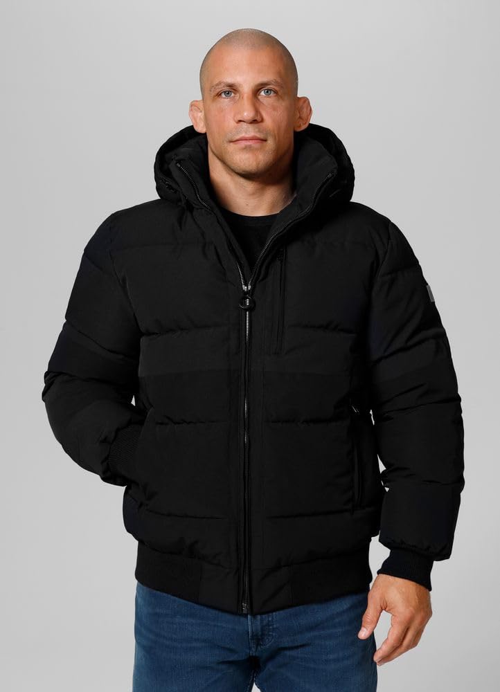 PITBULL Herren Stepp-Winterjacke mit abnehmbarer Kapuze Männliche Winter Jacke mit Kapuze Patton Rip-Stop Gewebe Winterjacke