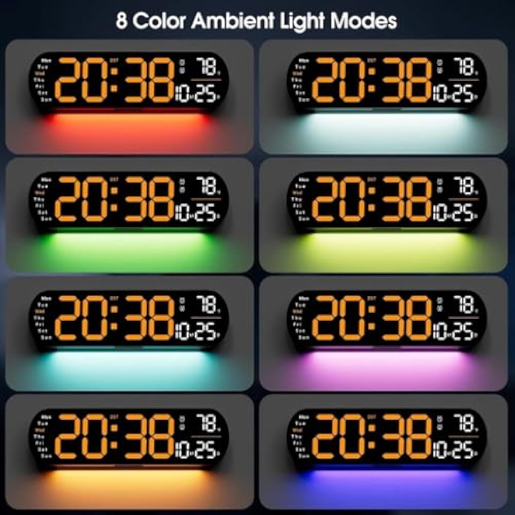 Large LED Digital Wall Clock with Remote Control, 13.7 Inch Display
